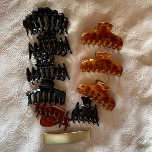 NWOT 10 piece Hair Clips - Black & Brown / one Barrette